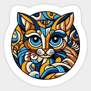 Pop art cat illustration. cubism cat illustration Sticker